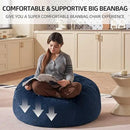 Bean Bag Chair 3Ft, Memory Foam Filled, Large Beanbag Chairs for Adults and Teens, Soft Sofa with Removable Flannel Cover, Round Couch for Living Room Bedroom College Dorm (Blue, 3FT-36×36"×24") by CozyNest Decor