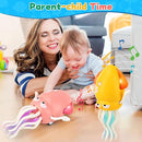 USB Rechargeable Dancing Octopus Baby Toy - Electric Crawling & Tummy Time Toy, Magical Musical Squid, Stress-Relief Desk Decor - Birthday for Kids Ages 1 2 3 4 5 6 Girls (Pink) by TinyTreasures Baby Boutique