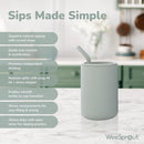 WeeSprout Silicone Baby Cups With Straws and Lids, 4 & 8 oz Options, Set of 2, Food Grade Toddler Training Container, Built In Straw Stoppers, Measurement Markings, Dishwasher Safe + Straw Cleaner by TinyTreasures Baby Boutique