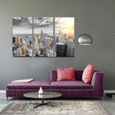 LevvArts Large 3 Piece New York City Canvas Wall Art Modern Black and White NYC at Gold Sunset Picture Prints Cityscape Skyline Poster Framed for Home Office Living Room Decor by CozyNest Decor
