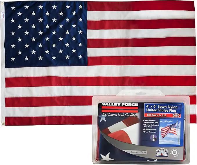 Valley Forge American Flag - 100% Made in The USA - 5' x 8' ft - Koralex II 2-Ply Polyester - Sturdy, Durable and Patriotic - Great for Gardens, Homes, Patios and Cars Flag