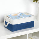 Bidtakay Small Storage Baskets for Shelves 3 Pack Fabric Storage Bins for Organizing Linen Collapsible Organizer for Closet-White&Blue by TinyTreasures Baby Boutique