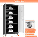 Aobabo 71" H×32" W×16" D Metal Storage Cabinet with Wheels, Garage Steel Storage Cabinet with 5 Adjustable Shelves and 4 Hooks for Home Office,Kitchen, Black Silver,Assembly Required by GreenHaven Gardens