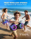 Bluetooth Speaker 80W(Peak)Loud with Bass, 20H Playtime, IPX7 Waterproof, RGB Lights, TWS, Large Portable Wireless Speakers for Outdoor, Home, Party, Pool, Beach, Tailgating, Gym, Work, Gifts (Black) by TinyTreasures Baby Boutique