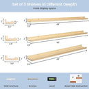 Picture Ledge Shelf for Wall, 48 inches Solid Pine Wood Nursery Book Shelves 3 Packs, Floating Ledge Shelves for Kids' Room Bedroom Bathroom Long Floating Shelves for Wall Nursey Wall Decor, Natural by TinyTreasures Baby Boutique