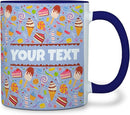 Personalized Mug for Kids - Sweets - Custom Name/Text, Ceramic Hot Chocolate/Cocoa/Coffee Cup for Boys/Girls, Birthday/Christmas/Holiday Gift - 11 oz, Navy Blue Handle by TinyTreasures Baby Boutique