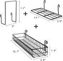 FRIADE Wall Grid Panel Hanging Basket with Hooks,Bookshelf,Display Shelf,Wall Organizer and Metal Shelving for Home Supplies,1 Set of 3 (Black) by CozyNest Decor