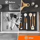 Lifewit Utensil Drawer Organizer, Expendable Cooking Silverware Tray for Kitchen Drawer, Bamboo Adjustable Cutlery Flatware Holder, Spatula Tools and Gadgets Storage Divider, 3 Compartments, Black by CozyNest Decor