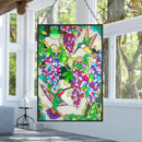 VEWOGARDEN Hummingbird Stained Glass Window Hangings 10" W x 15" H Bird Suncatcher Panel with Chain Windows Hanging Decor Ornament Gift by GreenHaven Gardens