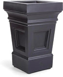 Step2 Atherton Square Planter, Large Planters for Outdoor Plants, Gardening and Flower Pot for Patio or Porch, Efficient Drainage, Durable Plastic, Onyx Black by CozyNest Decor