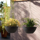 LA JOLIE MUSE Hanging Planters for Outdoor Plants, Large Hanging Planter with Drain Holes, Outdoor Hanging Flower Pots, Matte Black, Honeycomb (13.2 Inch, Set of 2) by CozyNest Decor