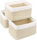 Small Cotton Rope Basket – Storage Bin for Organizing (10.6" x 6.7" x 6.7"), Bathroom Storage Basket for Shelf, Counter & Closet（White & Mixed Camel） by GreenHaven Gardens