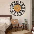 LEIKE 32" Oversized Large Wall Clocks,Silent,Non Ticking,Battery Operated Modern Round Big Wood Decorative Metal Wall Clock for Living Room, Bedroom,Kitchen,Farmhouse,Office Decor - Black,32 Inch by CozyNest Decor