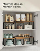 SONGMICS Cabinet Organizer Shelf, Set of 2 Kitchen Counter Shelves, Kitchen Storage, Spice Rack, Stackable, Expandable, Metal and Engineered Wood, Ink Black and Rustic Brown UKCS200X01 by CozyNest Decor