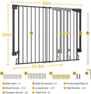 Cumbor 34" Extra Tall No Bottom Bar Baby Gate for Stairs, Auto Close Dog Gate Indoor for Larger Pets, 31.6-48" Hardware Mounted Safety Gate for Doorways, Wide Walk Thru Door for Easy Access (Black) by TinyTreasures Baby Boutique
