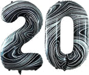 GOER Number 20 Balloons for 20th Birthday Party Decorations,42 Inch Jumbo Foil Helium Balloons for 20th Anniversary (Marble Black) by TinyTreasures Baby Boutique