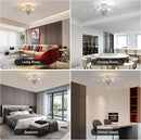 Ganeed Frozen Crystal Branch Close to Ceiling Light Chrome Silvery Vintage Chandelier with 5-Light Heads, Modern K9 Crystal Chandelier for Dining Room Living Room Bedroom Kitchen Over Table by CozyNest Decor