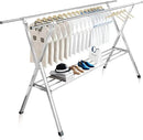 JAUREE Clothes Drying Rack 2 Tiers, Heavy Duty Drying Rack Clothing Folding Indoor Outdoor, Stainless Steel Laundry Drying Rack, Foldable Garment Rack with 20 Windproof Hooks (84 Inches) by CozyNest Decor