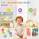 MINGKIDS 7 in1 Sensory Development Multifunctional Sensory Teething Toys for 1 2 Year Old Boy Girl,Shape Sorter Pull String Travel Car Toys for 12 Month by TinyTreasures Baby Boutique