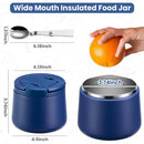 14oz Insulated Vacuum Food Jar with Buckle Lid,Soup Thermo for Hot Food Kids,Wide Mouth Leakproof Stainless Steel Lunch Container with Spoon-Blue by TinyTreasures Baby Boutique