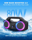 Bluetooth Speaker 80W(Peak)Loud with Bass, 20H Playtime, IPX7 Waterproof, RGB Lights, TWS, Large Portable Wireless Speakers for Outdoor, Home, Party, Pool, Beach, Tailgating, Gym, Work, Gifts (Black) by TinyTreasures Baby Boutique