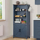 5 Tier Bookshelf 70in Tall Bookcase with Barn Doors and Storage Cabinet, Blue Farmhouse Book Shelf with Adjustable Shelves, Wood Freestanding Display Bookshelves for Bedroom, Kitchen (3PCS) by CozyNest Decor
