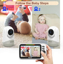 Upgrade Baby Monitor with 30-Hour Battery, 5" Large Split-Screen Video Baby Monitor with 2 Cameras and Audio, Remote Pan/Tilt/Zoom, Two-Way Talk, Room Temperature, Auto Night Vision by TinyTreasures Baby Boutique