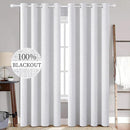 MIULEE Linen Texture Curtains for Bedroom Solid 100% Blackout Thermal Insulated Grayish White Curtains Grommet Room Darkening Curtains/Drapes for Living Room Nursery 52x96 Inch (2 Panels) by TinyTreasures Baby Boutique