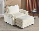 Karl home Oversized Accent Chair Chenille Sofa with Chaise, Modern Sofa Chair with Removable Ottoman Modular 1-Seater Couch and 2-Layer Ottoman for Living Room, Apartment, Studio, Beige by CozyNest Decor