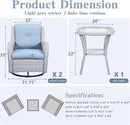 Outdoor Swivel Rocker Patio Chairs Set of 3, High Back Swivel Patio Chairs Wicker Furniture Set, 2 PCS Rattan Swivel Rocking Chair with Side Table, Light Grey Wicker by GreenHaven Gardens
