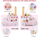 labebe Wooden Baby Walker, Push Activity Walker for Kids 12M+, Multifunctional Ice Cream Cart Activity, Adjustable Speed Learning Walking with Wheels, Birthday Gift for Girls Boys Ages 1-3 (Pink) by TinyTreasures Baby Boutique