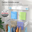 Wall Mounted Drying Rack, Foldable Laundry Rack, Collapsible Drying Rack, 5 Stainless Rods, Wall Mounted Clothing Rod with 2 Towel Bar, 90 lb Capacity, 31.5" White by CozyNest Decor