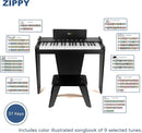 ZIPPY Kids Piano Keyboard, 37 Keys Digital Piano for Kids, Touch Sensitive Control Panel, Built-in Songs, Volume Adjustable, Music Educational Instrument, Wood Piano for 3+ Girls and Boys (Black Plus) by TinyTreasures Baby Boutique