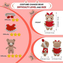 LoopMap Crochet Kit for Beginners - DIY Amigurumi Bear with Removable Dress & Accessories - Step-by-Step Video Tutorials, Extra Yarn, Crochet Tools, Handmade Gift for Kids & Adults (Bear K01, red) by TinyTreasures Baby Boutique
