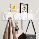 Coat Rack Wall Mount Coat Hooks Wooden Hat Rack for Wall Hooks Pine Real Wood Plank 16.9" White Coat Hanger with 5 White Triple Hooks for Hanging Coat Hat Jacket by CozyNest Decor