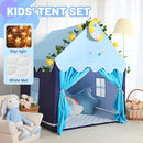 Wilwolfer Kid Tent with Mat, Star Lights - Kids Play Tents for Toddlers Kids Tents Indoor Playhouse - Princess Tent for Girls Toy House Gift (Blue with Cloth) by TinyTreasures Baby Boutique