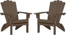 Folding HDPE Adirondack Chair Set of 2, Weather-Resistant Patio Chair with Wide Armrests & High Backrest, Fire Pit Chair for Garden, Backyard, Porch - Coffee by GreenHaven Gardens