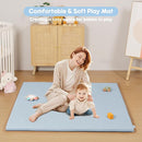 Stylish Padded Baby Play Mat for Your Boy or Girl - Extra Thick & Super Soft Vegan Leather Floor Mat Creates A Safe Play Area for Little Ones - Blue by TinyTreasures Baby Boutique