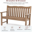 Outdoor Bench, 2-Person Poly Lumber Garden Bench, All-Weather Outside Bench with 800 lbs Weight Capacity, Never Rot or Fade, Looks Like Real Wood, Teak by GreenHaven Gardens