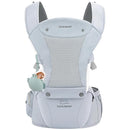 Bebamour Baby Carrier with Hip Seat,All-Position Breathable Mesh Hip Seat & Carrier 0-36Months with Head Hood, 3 PCS Teething Pads, Waist Extender,Storage Bag & Pacifier Case (Blue) by TinyTreasures Baby Boutique