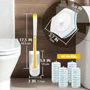 JEHONN Disposable Toilet Brush with 40PCS Wand Cleaner Refills, Wall Mounted Toilet Bowl Brush Holder Set, Bathroom Cleaning System for Sink Bathtub Wash Basin (Yellow) by CozyNest Decor