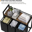 Laundry Hamper, Laundry Basket, Laundry Sorter with 3 Removable Bags, Clothes Basket with 3 Compartments, Wheels, Shelf for Laundry Room Bathroom Bedroom (3 Bags-Black) by CozyNest Decor
