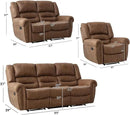 CANMOV Faux Leather Manual Recliner Sofa Set, Manual Recliner Chair, Reclining Loveseat and 3-Seat Sofa for Living Room,Bedroom Furniture, Office,Nut Brown by CozyNest Decor
