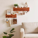 Wall Mounted Hook with Shelf,23.62in Entryway Wall Hanging Shelf,Solid Wood Coat Hooks,for Bathroom, Kitchen,Cherry Wood Color YD-WS0260C by CozyNest Decor