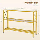 Hoctieon Gold Console Table, 3 Tier Entryway Table, Hallway Table, Narrow Sofa Table with Shelves, Entrance Table for Entryway, Gold and White by CozyNest Decor