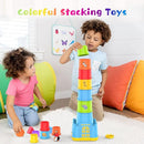 MOONTOY Stacking Cups Baby Toy Set, 19pcs Baby Stacking Toys for Toddlers 1-3, Shape Sorter Stackable Blocks Games Nesting Sorting Toys 6-12 Months 1 Year Old Easter Basket Stuffers Birthday Gift by TinyTreasures Baby Boutique