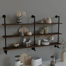 ROGMARS Industrial Pipe Wall Shelves Pipe Shelving,Natural Wood 60 Inches Long Walnut Floating Shelves for Wall Farmhouse Pipe Book Shelves for Kitchen,Living Room, Bar Shelving by CozyNest Decor