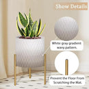 ARNIS Plants Pots with Stand, Set of 2 Indoor Planter Pots, Unique Mid Century Decorative Metal Flower Pots with Drainage,8.25 & 10.5 Inch, Grey and White by CozyNest Decor