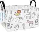 LANGYASHAN Rectangular Storage Bin Collapse Canvas Fabric Cartoon Storage Basket with Handles for Organizing Home Kitchen Boys and Girls Toys Office Closet Shelf Baskets (Rec Simplified Zoo) by TinyTreasures Baby Boutique