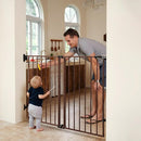 Babelio 34" Extra Tall Baby/Dog Gate with No Threshold Design Walk Thru Door, 26-43" Auto Close Safety Gate for Babies, Elders and Pets, Fits Doorways, Stairs, and Entryways, Black Wood Pattern by TinyTreasures Baby Boutique